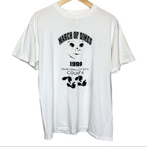 Vintage 1999 March Of Dimes Graphic Single Stitch T-Shirt Size Large